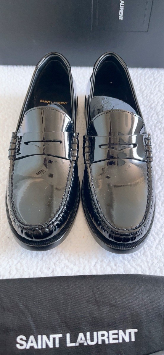 $950 Saint Laurent Le Loafers Penny Slippers In Leather size