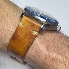 22mm DDA Light BROWN Distressed leather Strap  watch band TAN Stitch