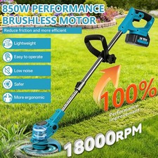 2 Battery Cordless Strimmer Grass Trimmer Cutter Garden Edger Electric Li-Ion