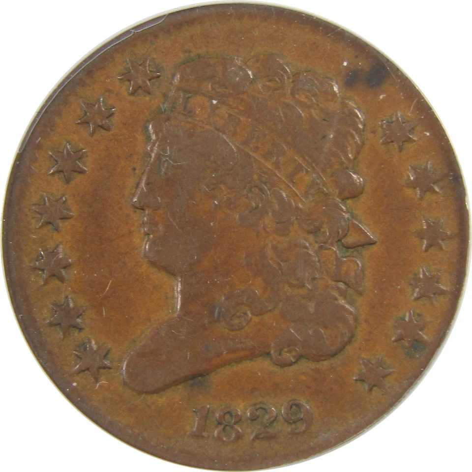 1829 Classic Head Half Cent VF 30 ANACS Copper Penny SKU:CPC0810 - Image 3 of 4