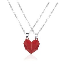 Couple Heart Necklace Attraction Couple Matching Pendant Wishing Stone Red