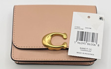 NWT Coach Leather Bandit Card Case CH825 Brass Cream New Luxe-Refined Calf