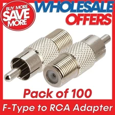 100pcs RCA to F-Type Adapter A/V RG59 RG6 Coaxial Cable Connector TV Antenna M/F