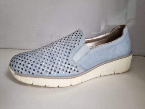 RIEKER DESIGNER UK 6,5 EU 40 DAMEN HALBSCHUHE BLAU SYNTHETIK FLACH