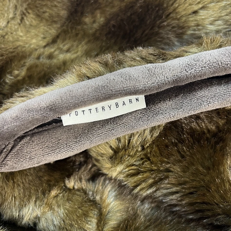 Manta Pottery Barn Visón Imitación Piel Felpa Marrón Ombre Acogedora Pesada 50 X 60 Foto 3 de 4