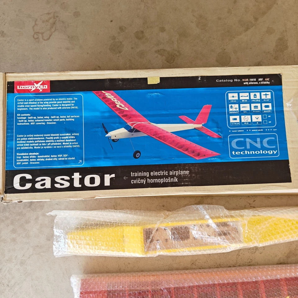Castor Electric RC Trainer ARF/ARC Kit w/Ailerons CNC Balsa High Wing NOS Czech - Image 2 of 4