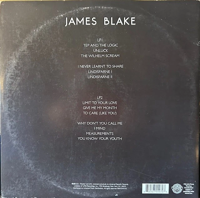 UNIVERSAL REPUBLIC 180g 2X LP Self-Titled JAMES BLAKE - Image 3 of 4