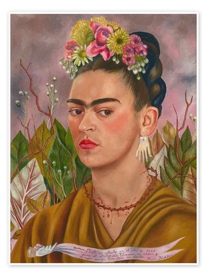 Poster Selbstbildnis, Dr. Eloesser gewidmet - Frida Kahlo