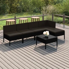 Garden Lounge Set Black Poly rattan Medium Modular