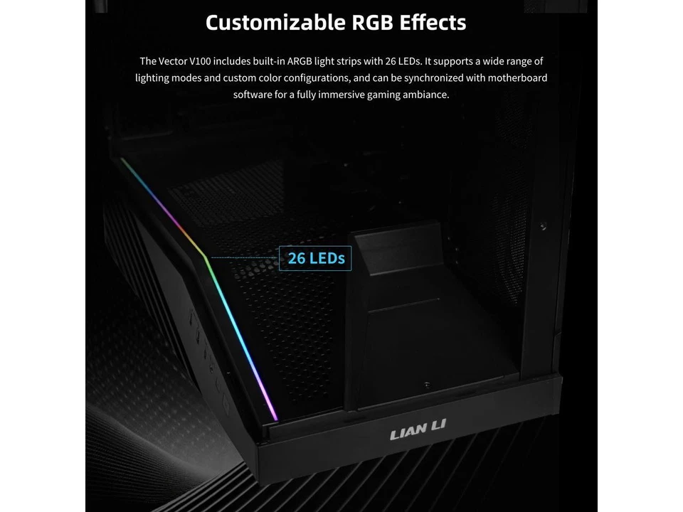 Lian Li V100 ATX Mid-Tower PC Case, LED RGB Strip, Display Platform Design with - Image 4 of 4
