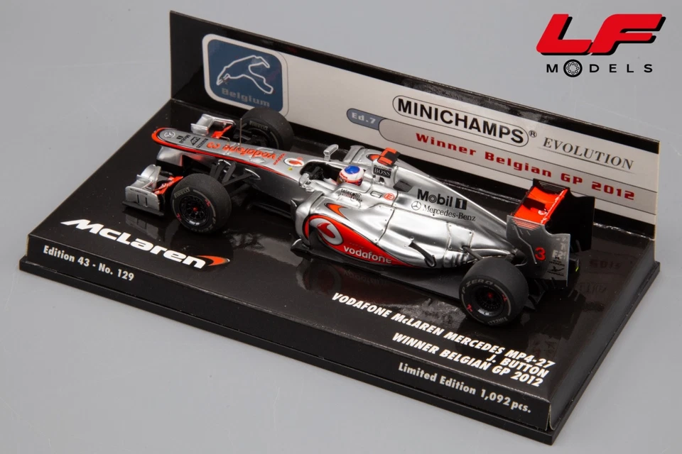 1:43 McLaren Mercedes MP4-27 J. Button Winner Belgian GP 2012 - Minichamps - Immagine 2 di 3