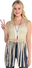 amscan Women's Fringe Hippie Vest, Adult Standard Size Groovy 60's