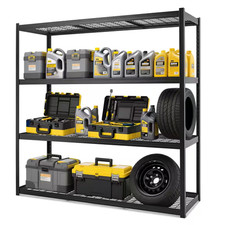 4-Tiers Industrial Duty Metal Adjustable Garage Storage Shelving Unit in Black 