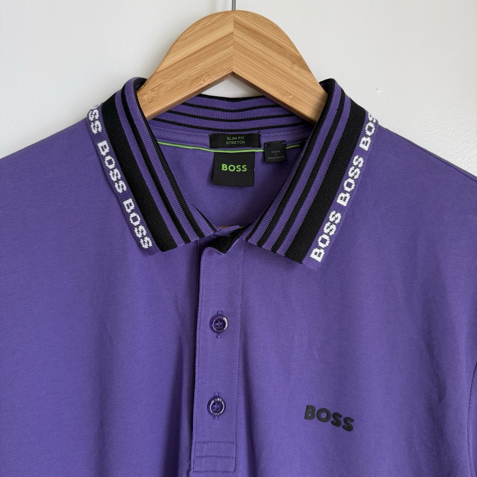 Hugo Boss Men's Slim Fit Short Sleeve Polo Shirt SZ L LOGO Stretch