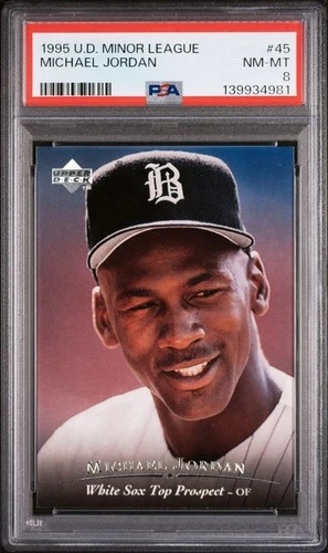 PSA 8 NM-MT MICHAEL JORDAN 1995 UPPER DECK MINOR LEAGUE #45