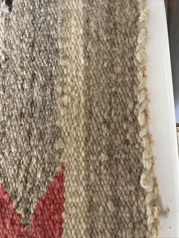 Arte de pared de lana tejido a mano Navajo Ganado Storm Dazzler años 30 40 19x20” ROJO NEGRO Foto 3 de 4