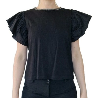 Bluse Nana Gr 40 L T-Shirt Schwarz Oversized Schick Elegant Lockersitzend 