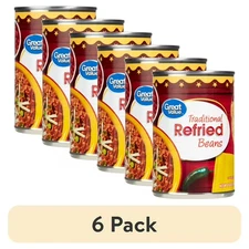 (6 pack) Great Value Traditional Refried Beans, 16 oz