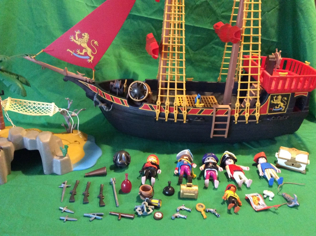 PLAYMOBIL 3861 ILE AVEC PIRATE NAUFRAGE CASTAWAY 100 % COMPLET