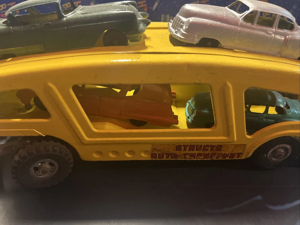 Vintage Structo Auto Transport Truck, Car Carrier + Ramp, 4Cars, Chrome Cab - Image 3 of 4