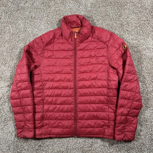 Save the Duck Ultra Light Jacket Puffer Mens Size Small Full Zip Plumtech Red video thumbnail