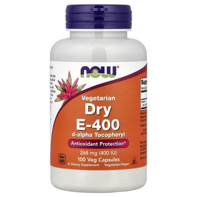 Now Foods Dry E-400 Vegetarian 100 Veggie Caps GMP Quality Assured, Vegan,