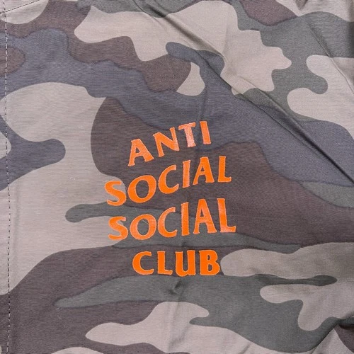 Anti Social Social Club Mens Green Orange Logo Camo Anorak Jacket Size XL image 3