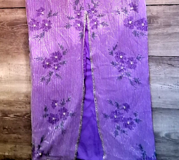 PAPELL BOUTIQUE EVENING  Size 6 Dress Beaded Floral Purple Sleeveless Formal - Image 4 of 4