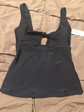 Juniors XS Black Tankini Top Black Swim Top Old Navy Tie-Front bathing suit top