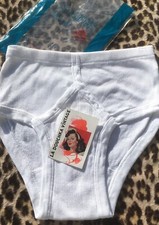 ITALIAN 1960s MEN Y-FRONT BRIEF WHITE COMBED COTTON MADE IN ITALY NEW XS / S