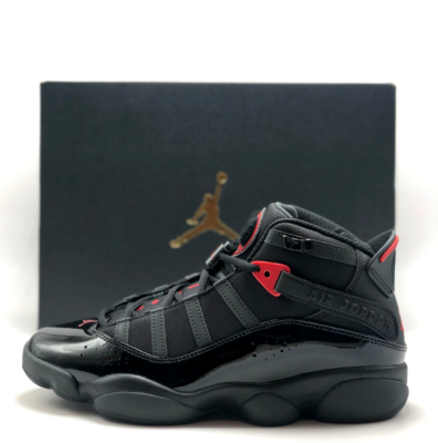 NEW* Men NIKE Air Jordan 6 RINGS BLACK/FIRE RED (322992 026), Sz