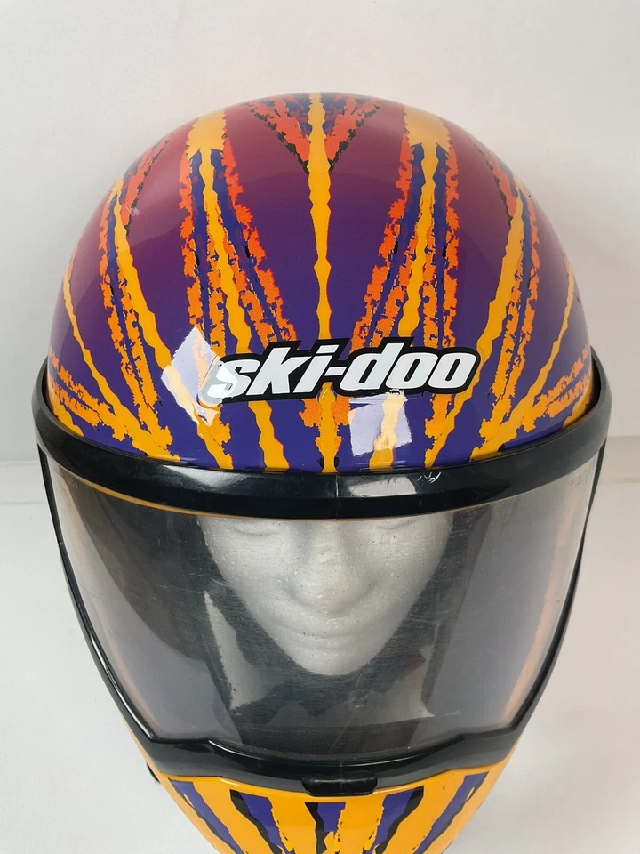 Vintage Ski-Doo Yellow Snowmobile Helmet XL Full Face - Image 3 of 4