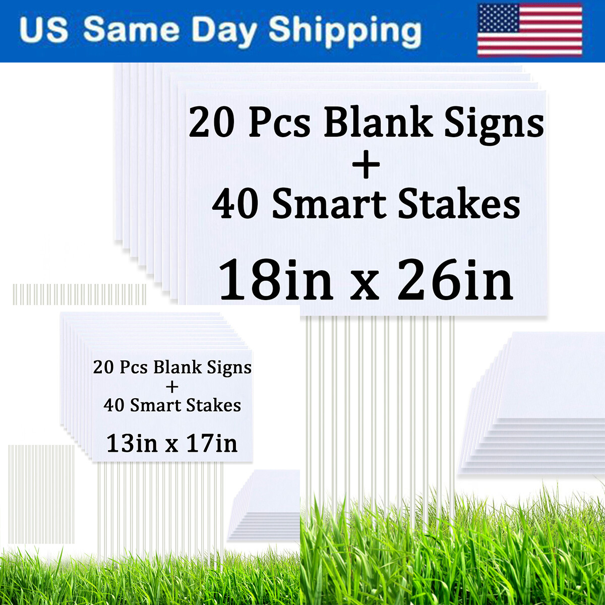 1/5/10/15/20Pack) Blank Yard Sign Sheets 13x17