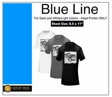 100 Sheets 8.5x11 Blue Line Dark Iron On Heat Transfer Paper for Inkjet