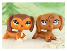 Mini Pet Shop lps Dachshund #675 #640 2pcs Dog lps Bobble Head Pets Kids Toy