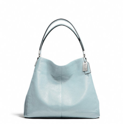 NWT COACH MADISON LEATHER SMALL PHOEBE SHOULDER BAG SILVER SEA