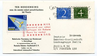 1961 Commemoration First Rocket Test Flights Venlo Europe NVR DRG Dutch