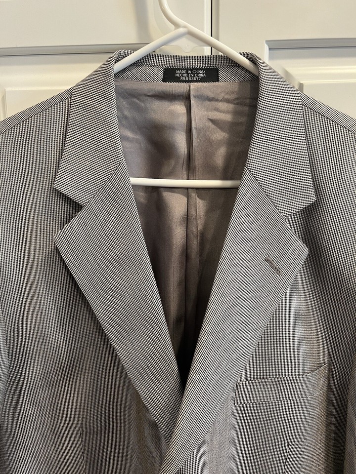 STAFFORD Men's Gray Blazer Jacket Coat Silk & Wool Blend Size 46L eBay