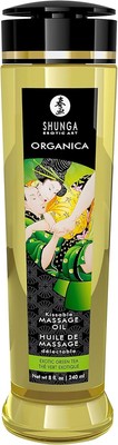 Shunga Erotic Art Organica - Kissable Massage Oil - 8.0 Oz - Exotic Green Tea