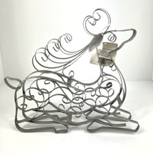 Metal Deer Reindeer Figurine - Christmas Decor -Scroll Design Glitter