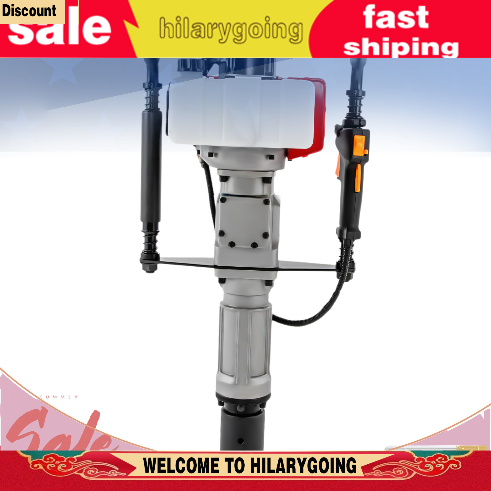 Gas Powered T Post Driver Fence Pile Driver Push Pile Gasoline Engine 2.3HP 52CC