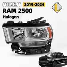 For 2019-2024 RAM 2500 3500 Halogen Chrome Headlight assy Left Driver Side