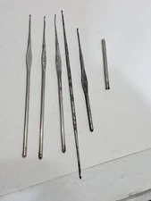 Collectible Vintage Chrome Crochet Needle Hooks Lot Of 5 (d)
