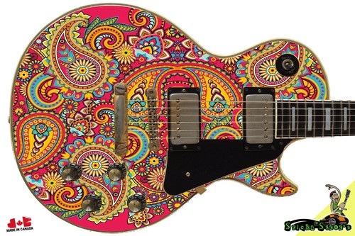 Guitar Axe Wrap Re-skin Bass Reface Electric DY Paisley Pink Pattern 085 - Picture 4 of 10