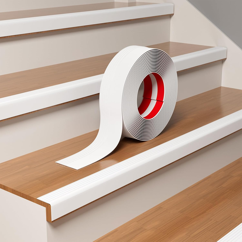 Stair Edge Trim, 40FT Vinyl Rubber Stair Nosing, Non-Slip Self Adhesive Stair Ed