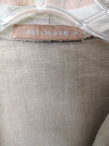Cut Loose size S brown 100% linen open front draped jacket blazer lagenlook - Picture 2 of 5