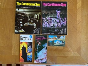Vintage Puerto Rico Caribbean Sun Magazines, Travel Info, Bacardi Postcard