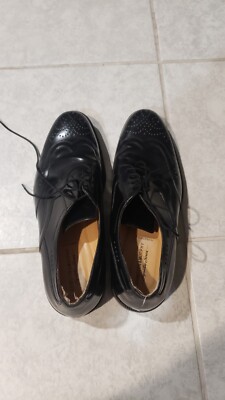 Johnston & Murphy Wingtip Shoes Black Leather 10 M Sheepskin  display picture 1