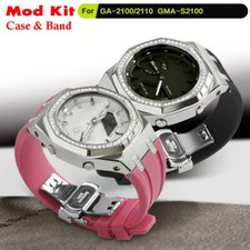 Diamond Stainless Steel Mod Kit Case Rubber Band for G-Shock GA-2100 GMA-S2100