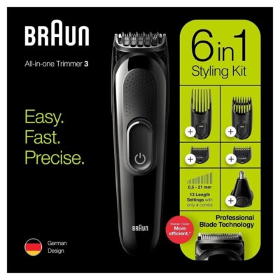 Hair Clippers for Men Braun  MGK3220, 6-in-1 Beard Trimmer Ear and Nose Trimmer
